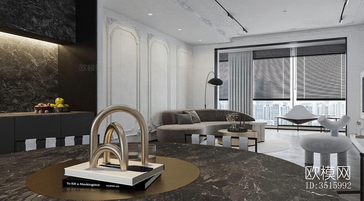 现代平层效果图下载（渲染图6）