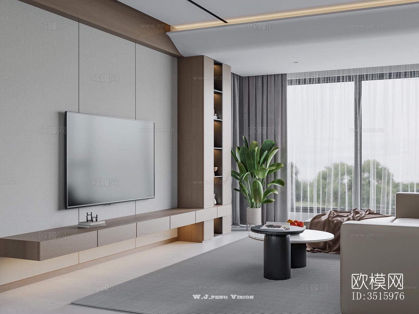 现代平层效果图下载（渲染图1）