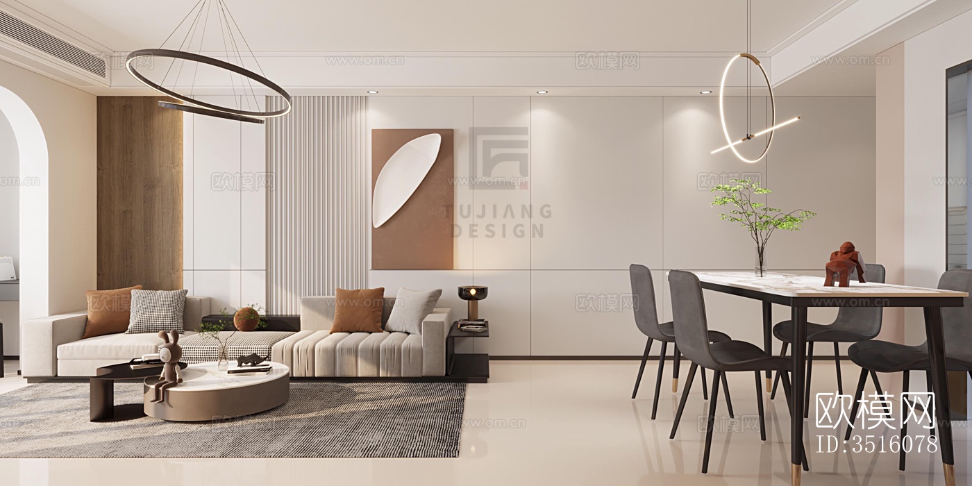 现代平层效果图下载（渲染图4）