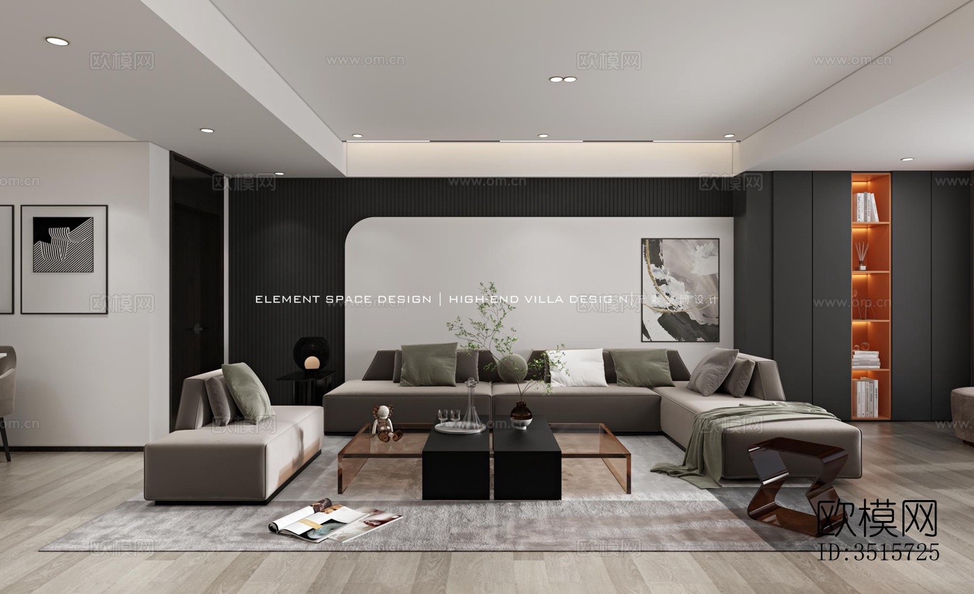 现代平层效果图下载（渲染图14）