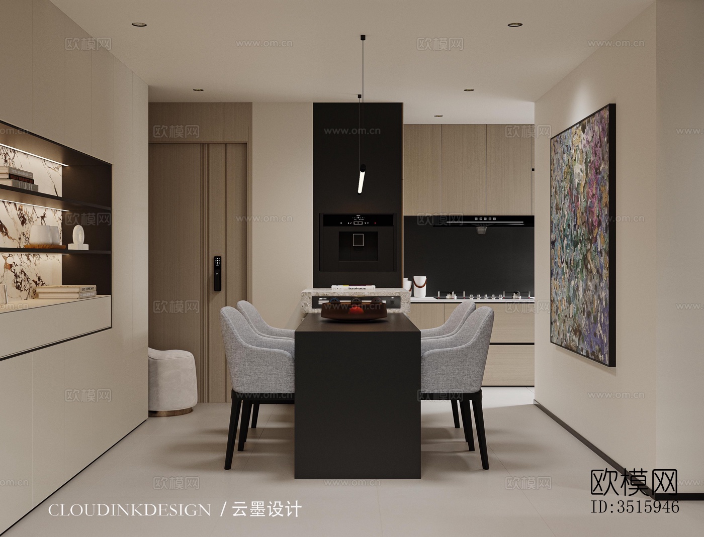 现代平层效果图下载（渲染图7）