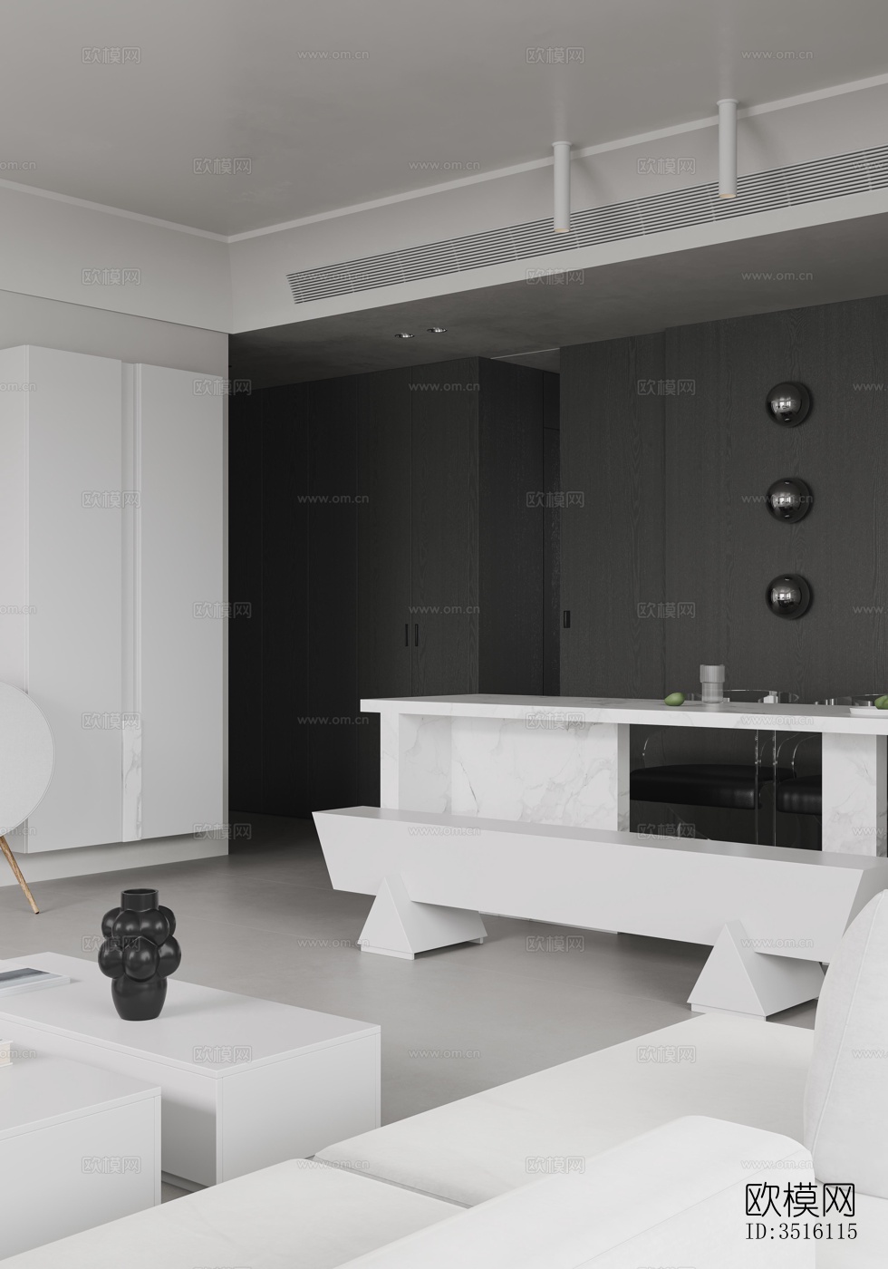 现代平层效果图下载（渲染图10）