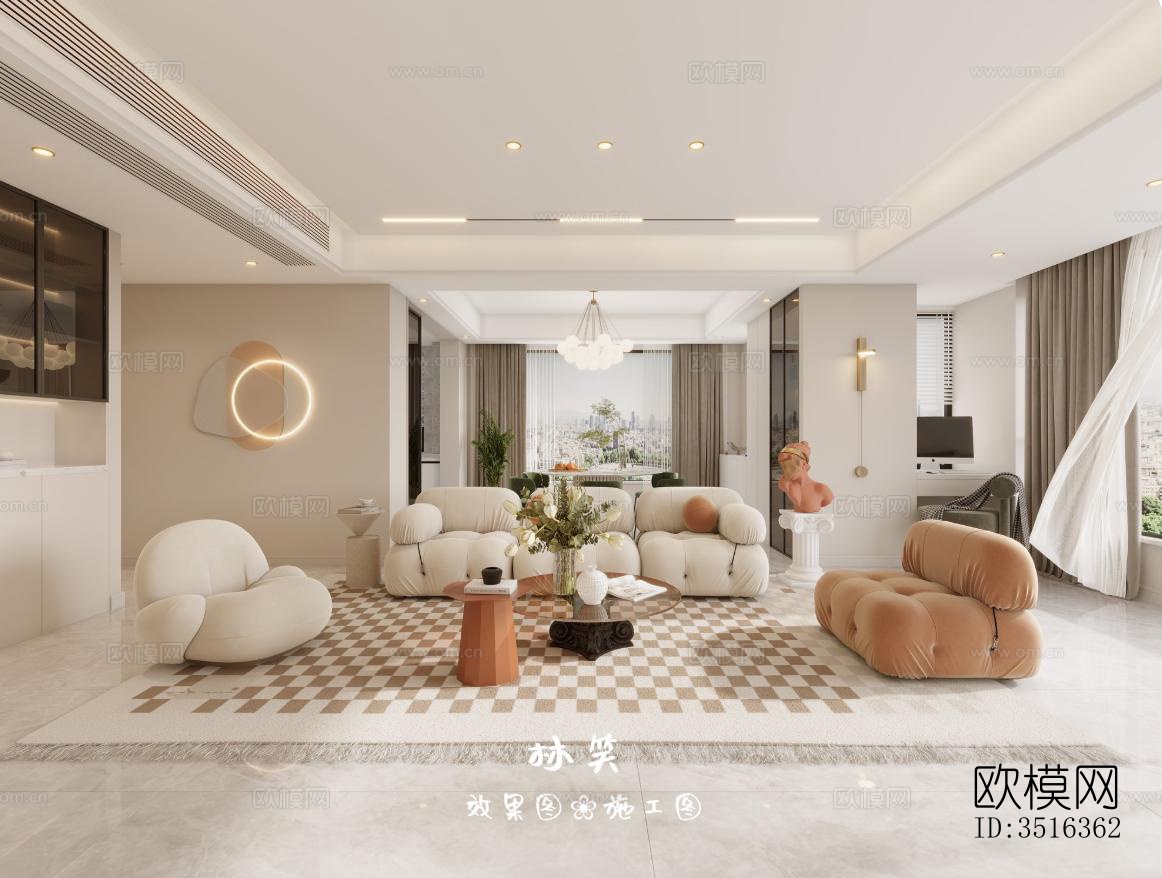 现代平层效果图下载（渲染图2）