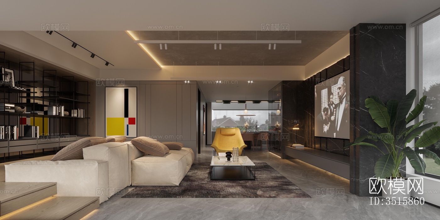 现代平层效果图下载（渲染图10）