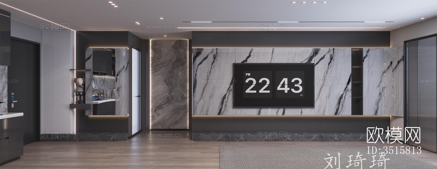 现代平层效果图下载（渲染图4）