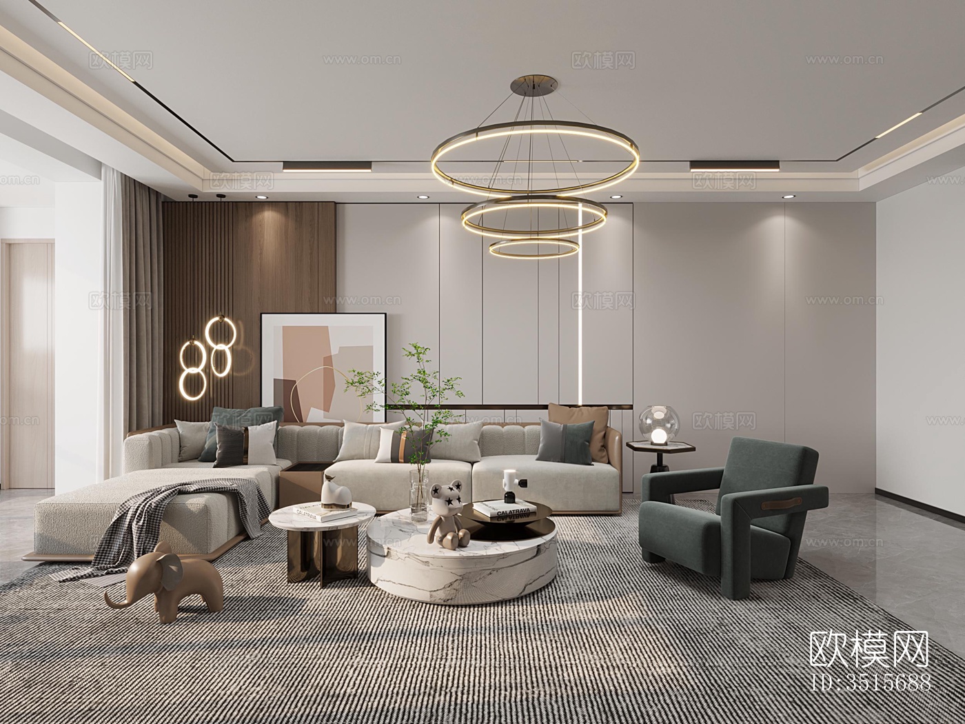 现代平层效果图下载（渲染图4）