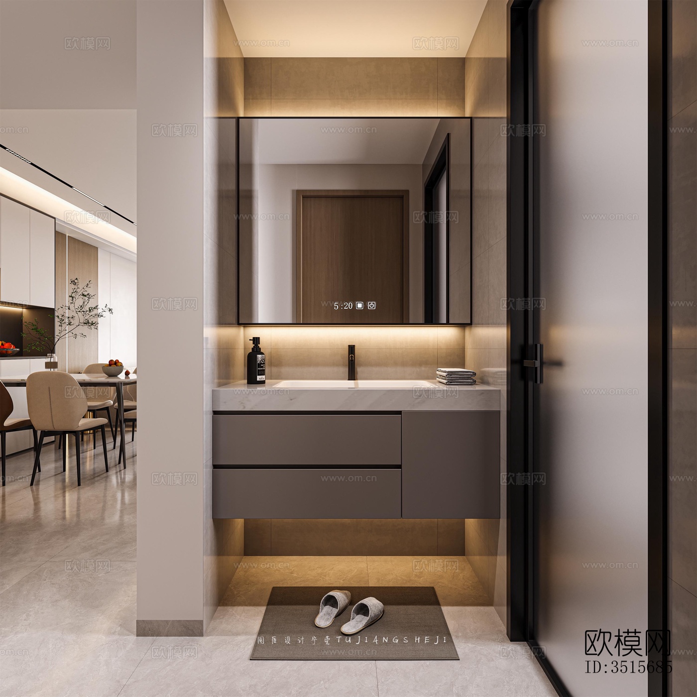 现代平层效果图下载（渲染图3）