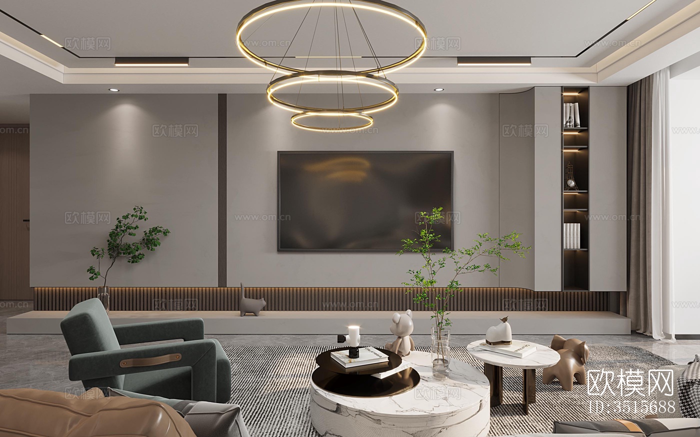 现代平层效果图下载（渲染图3）