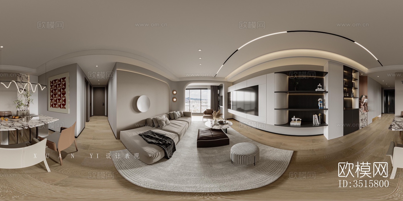 现代平层效果图下载（渲染图1）