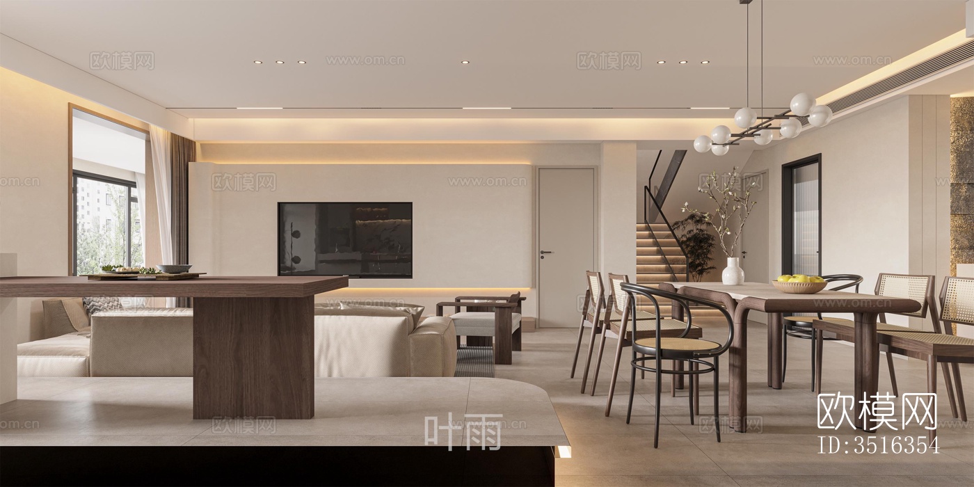 现代平层效果图下载（渲染图1）