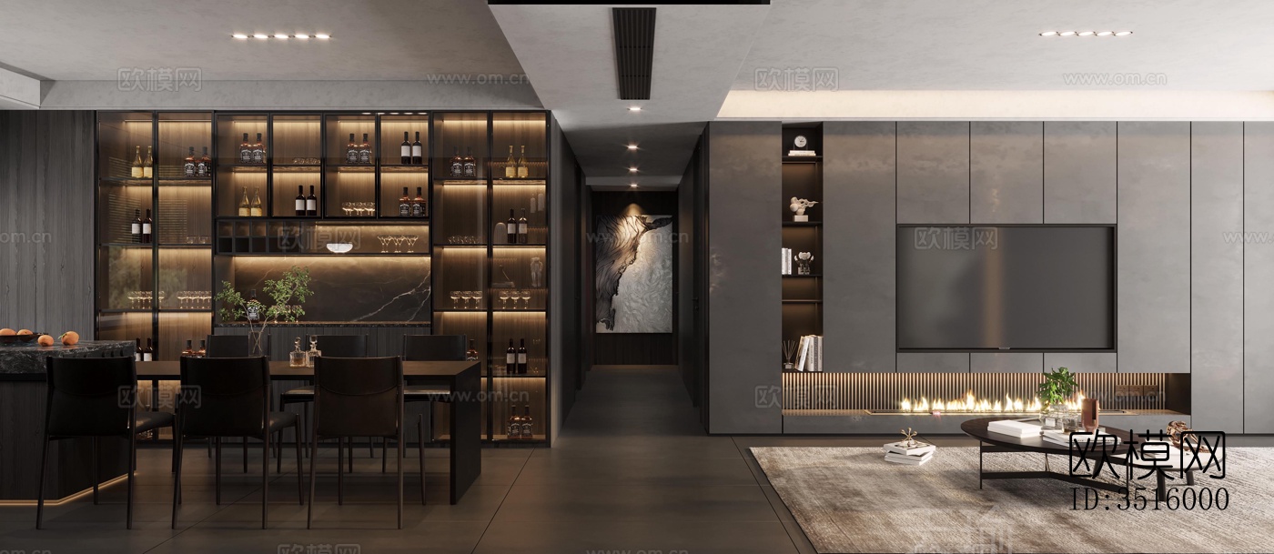 现代平层效果图下载（渲染图3）