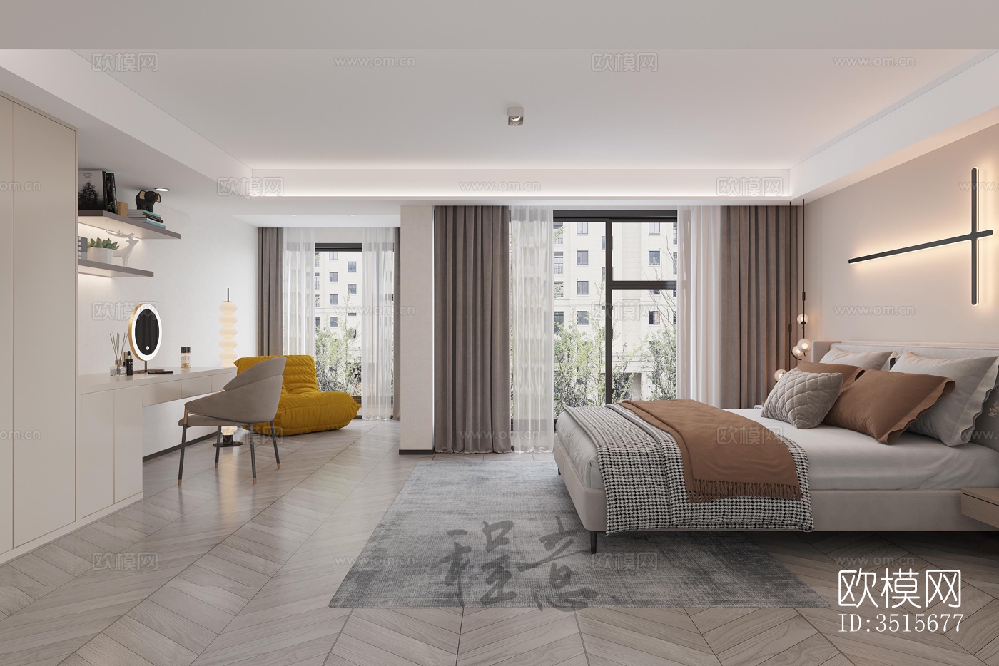 现代平层效果图下载（渲染图6）