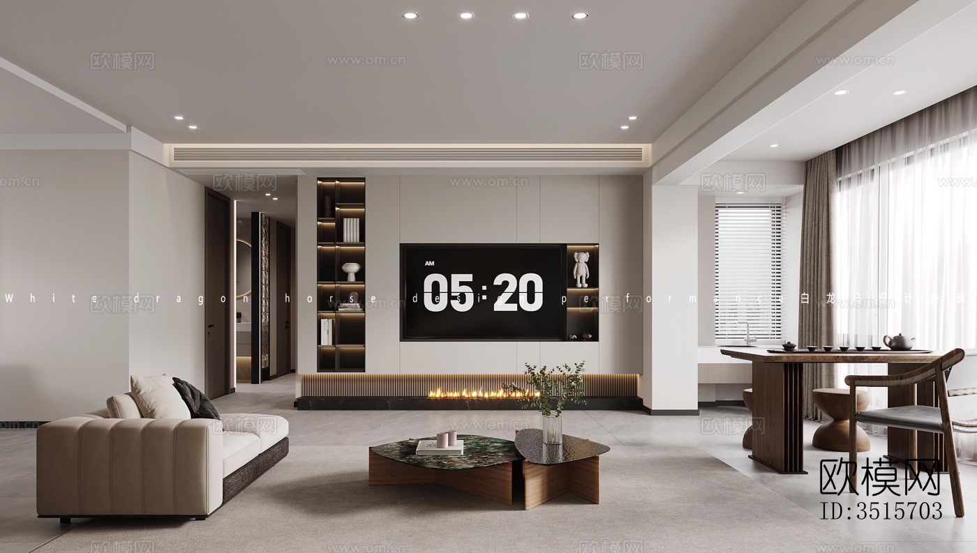 现代平层效果图下载（渲染图1）