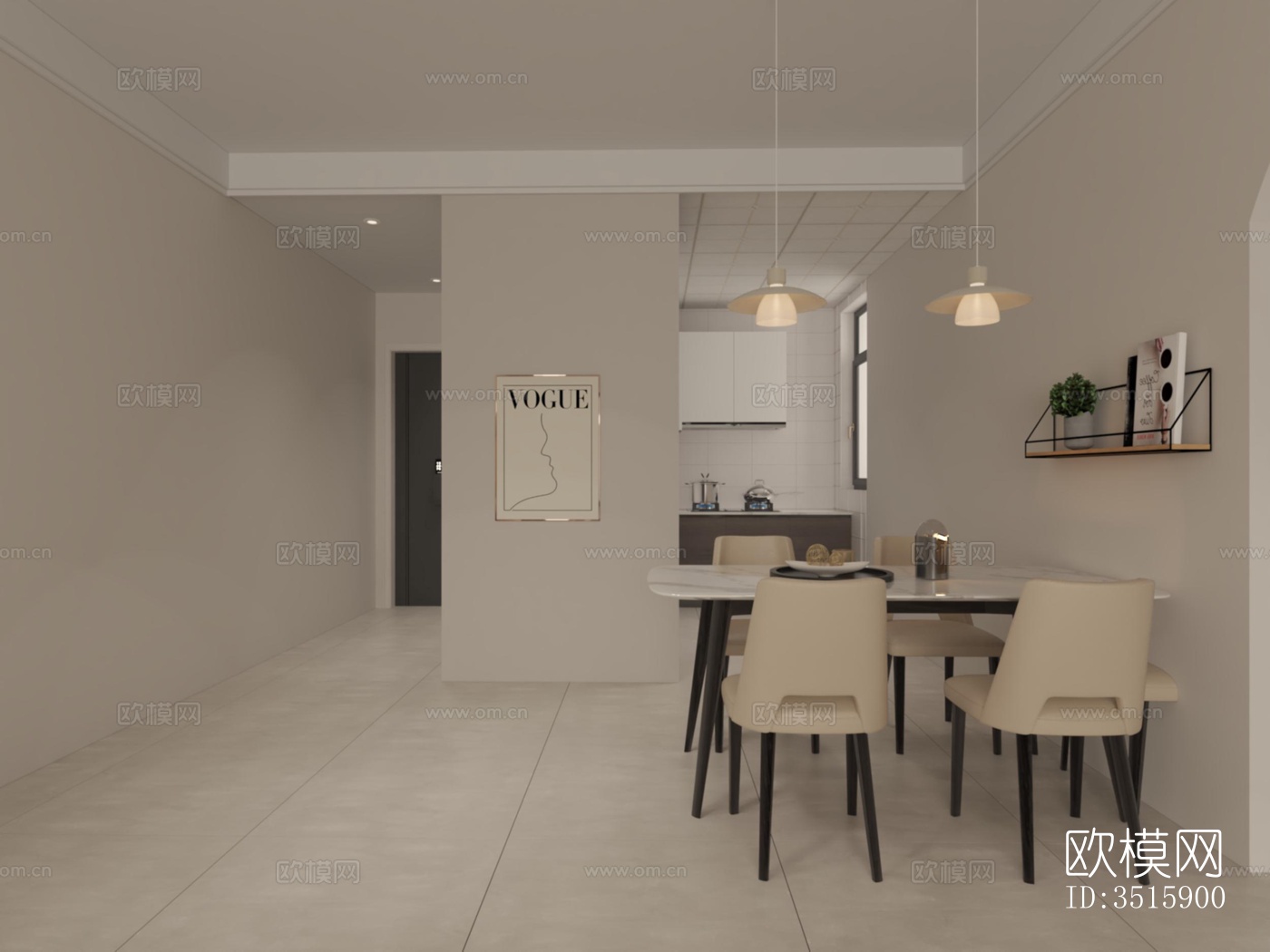 现代平层效果图下载（渲染图7）