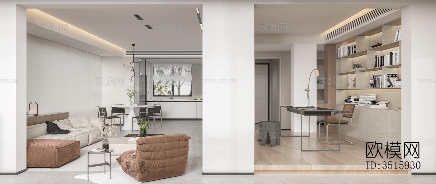 现代平层效果图下载（渲染图5）