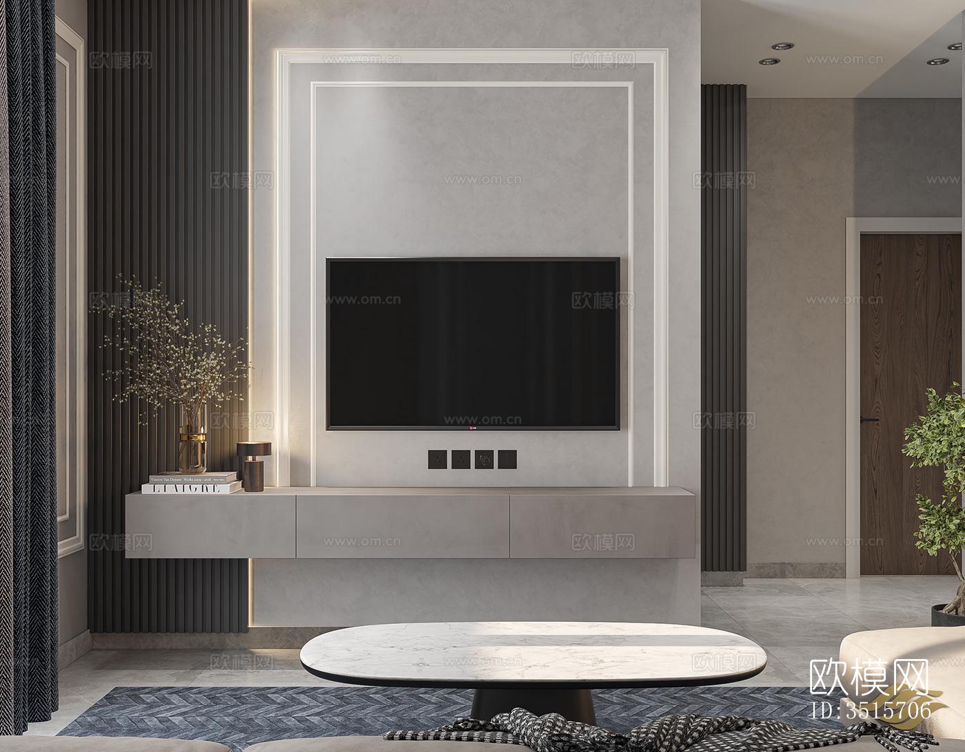 现代平层效果图下载（渲染图12）