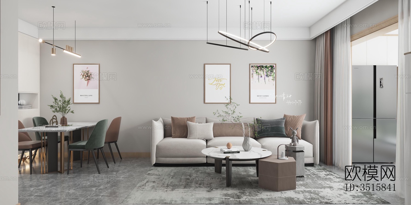 现代平层效果图下载（渲染图9）