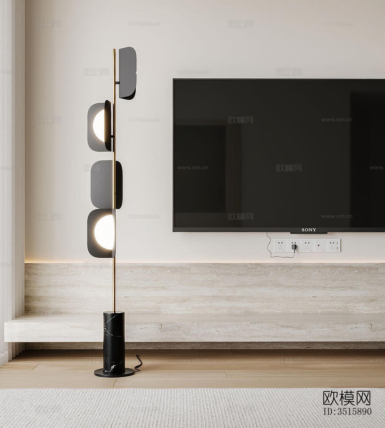 现代平层效果图下载（渲染图1）