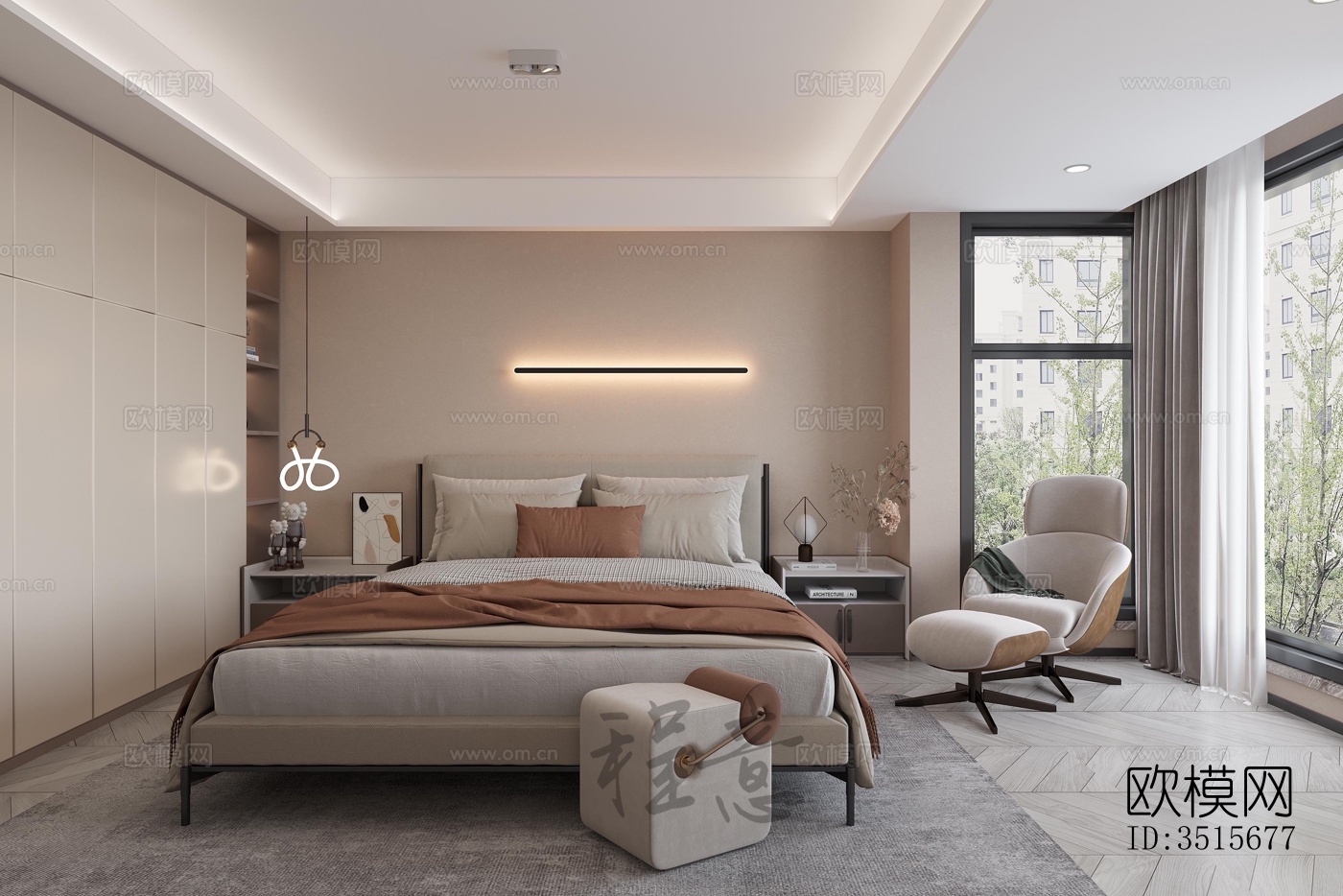 现代平层效果图下载（渲染图8）