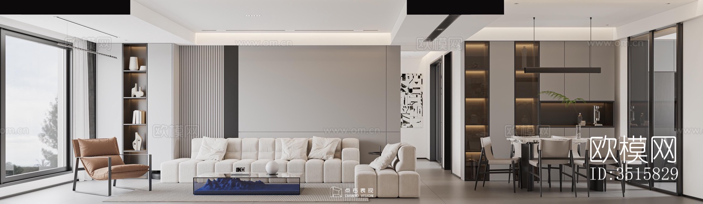 现代平层效果图下载（渲染图1）