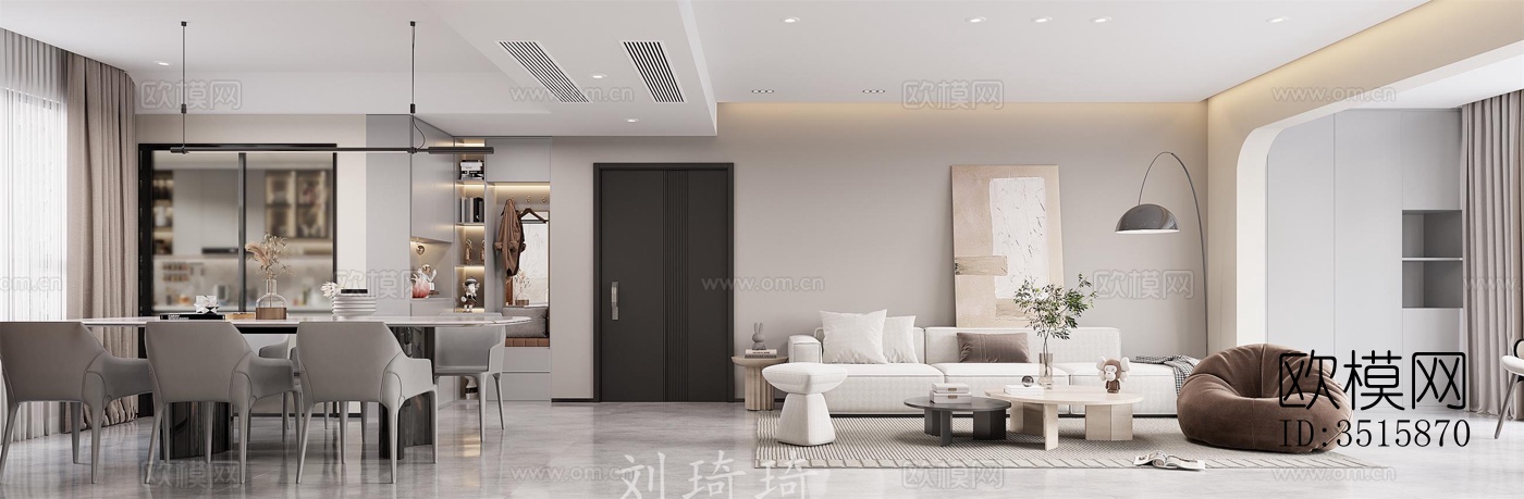 现代平层效果图下载（渲染图1）