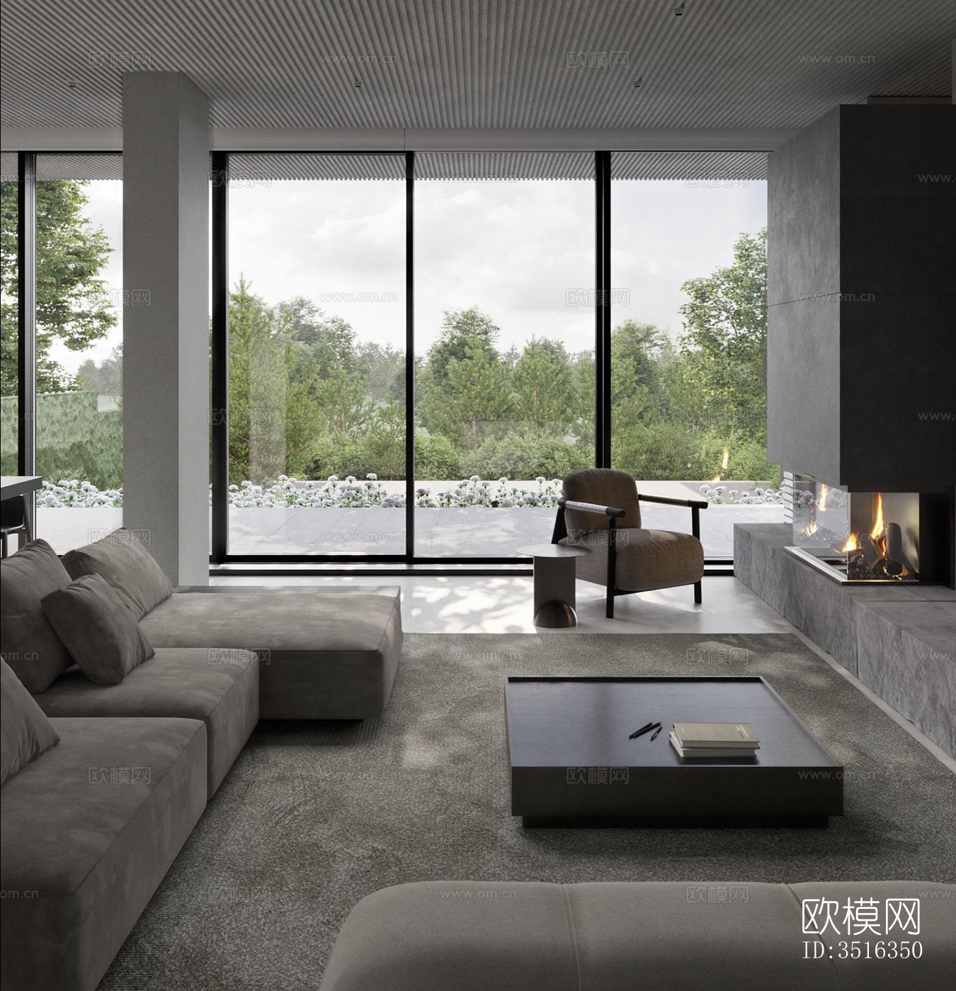 现代平层效果图下载（渲染图11）