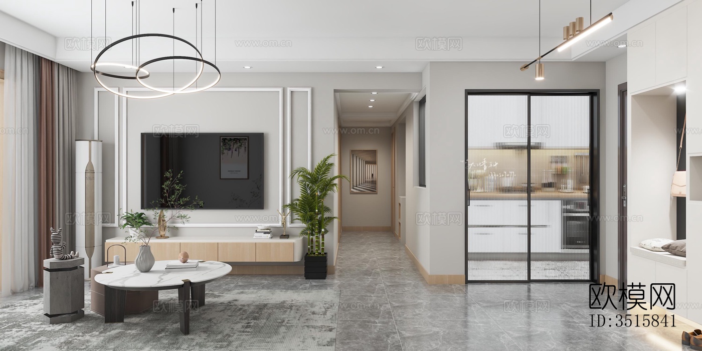 现代平层效果图下载（渲染图3）