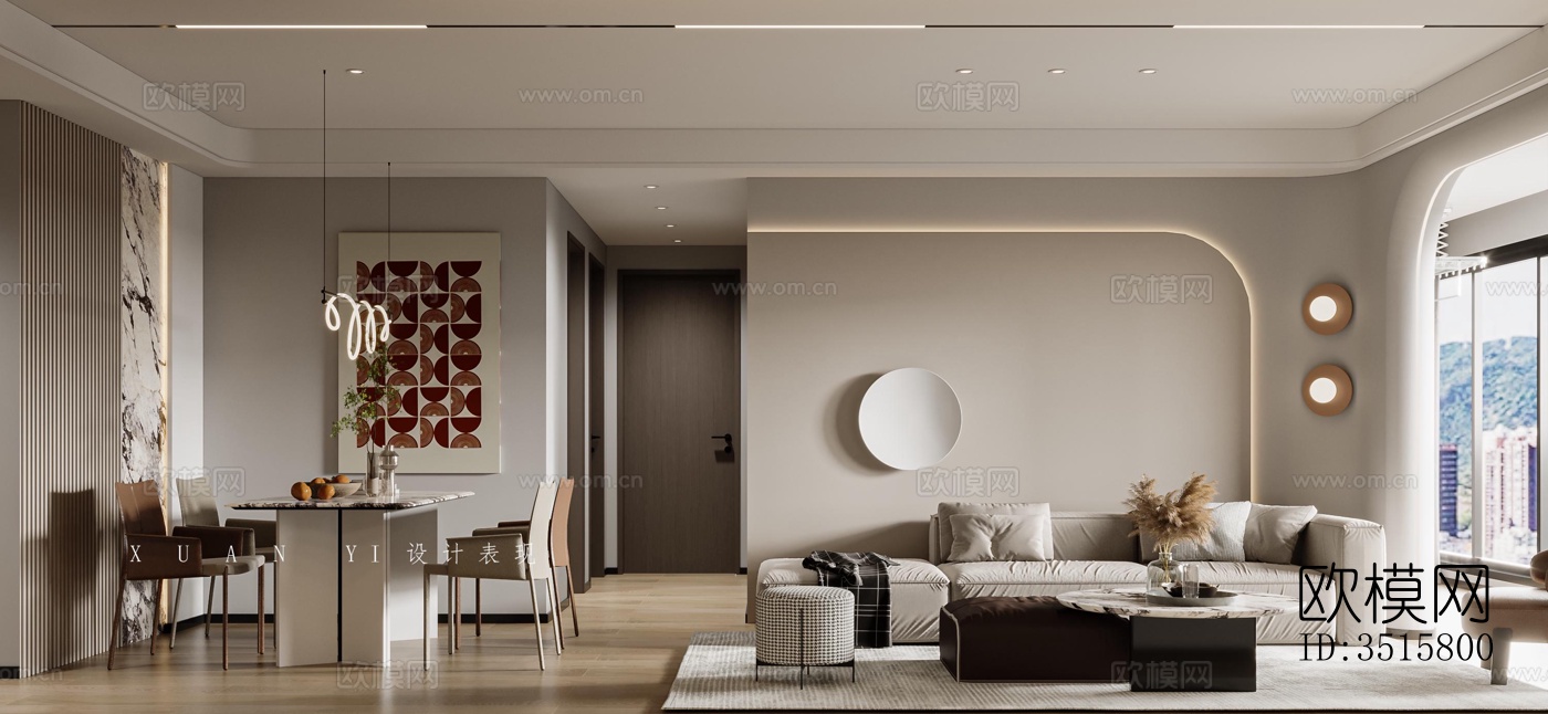 现代平层效果图下载（渲染图2）