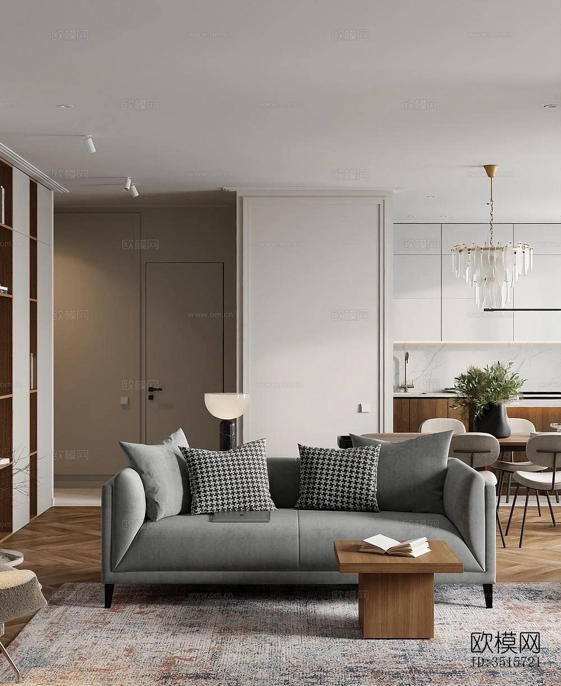 现代平层效果图下载（渲染图1）