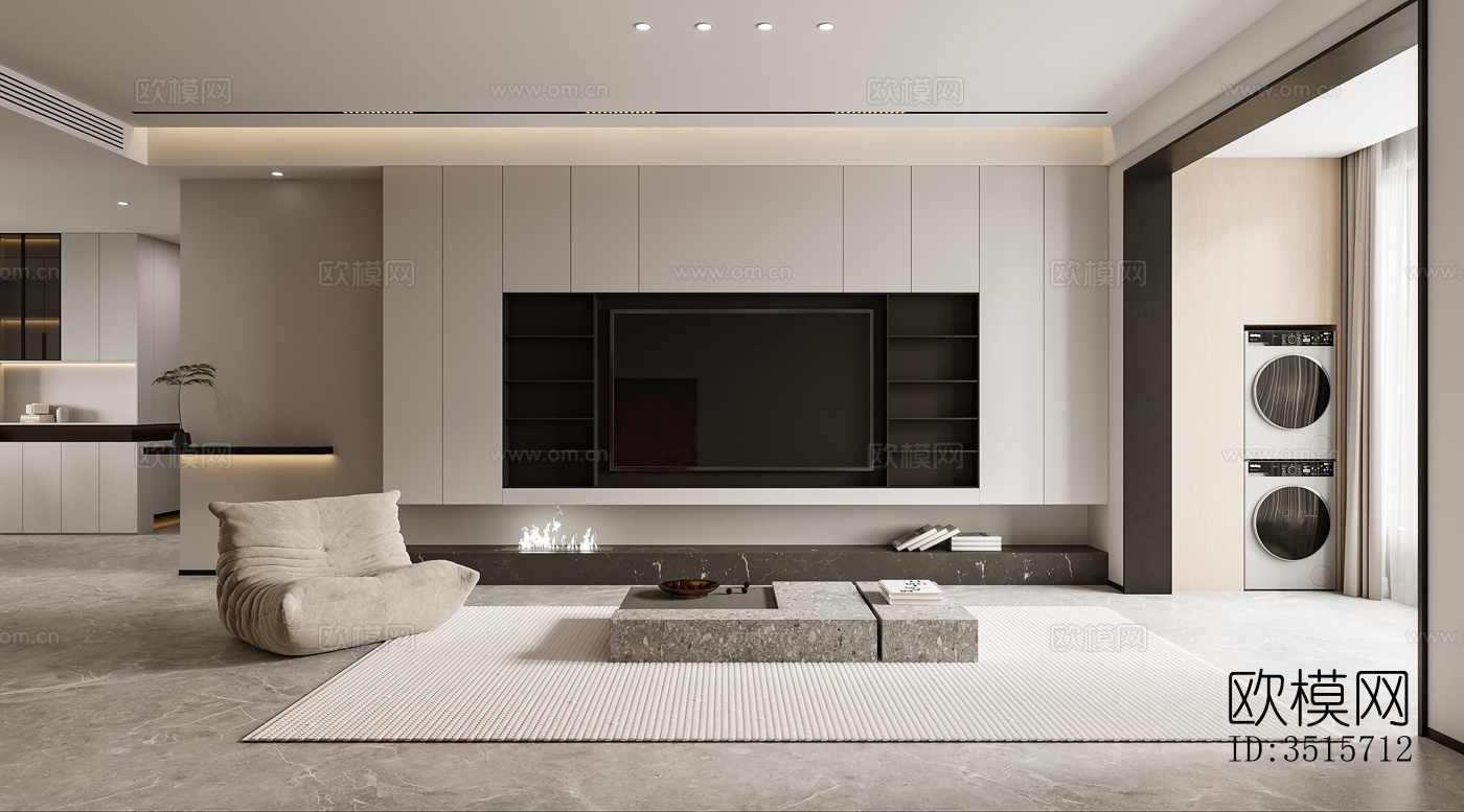 现代平层效果图下载（渲染图4）