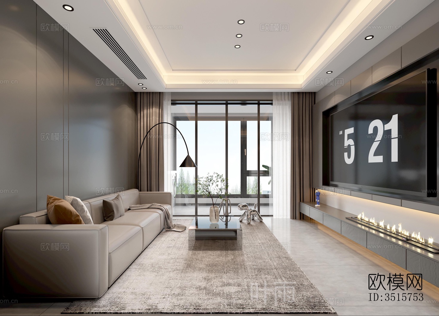 现代平层效果图下载（渲染图1）