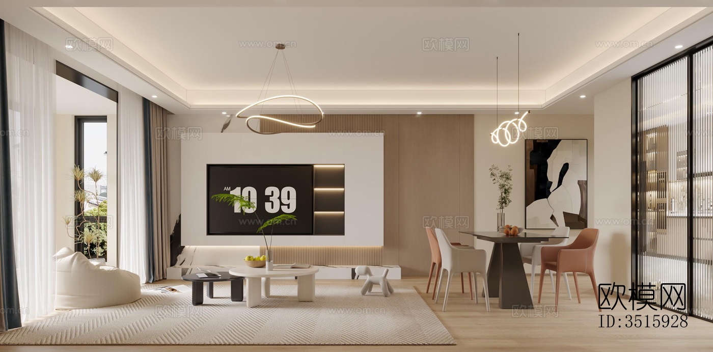 现代平层效果图下载（渲染图3）