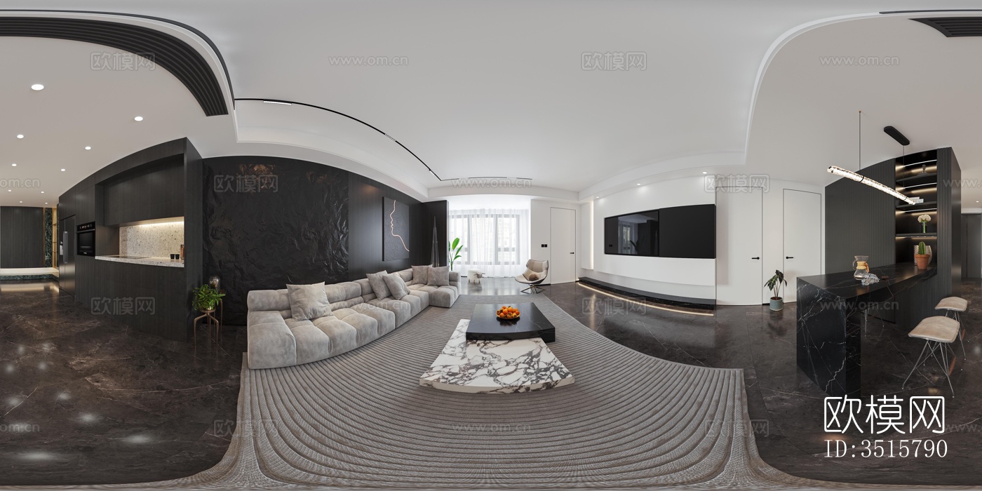 现代平层效果图下载（渲染图2）