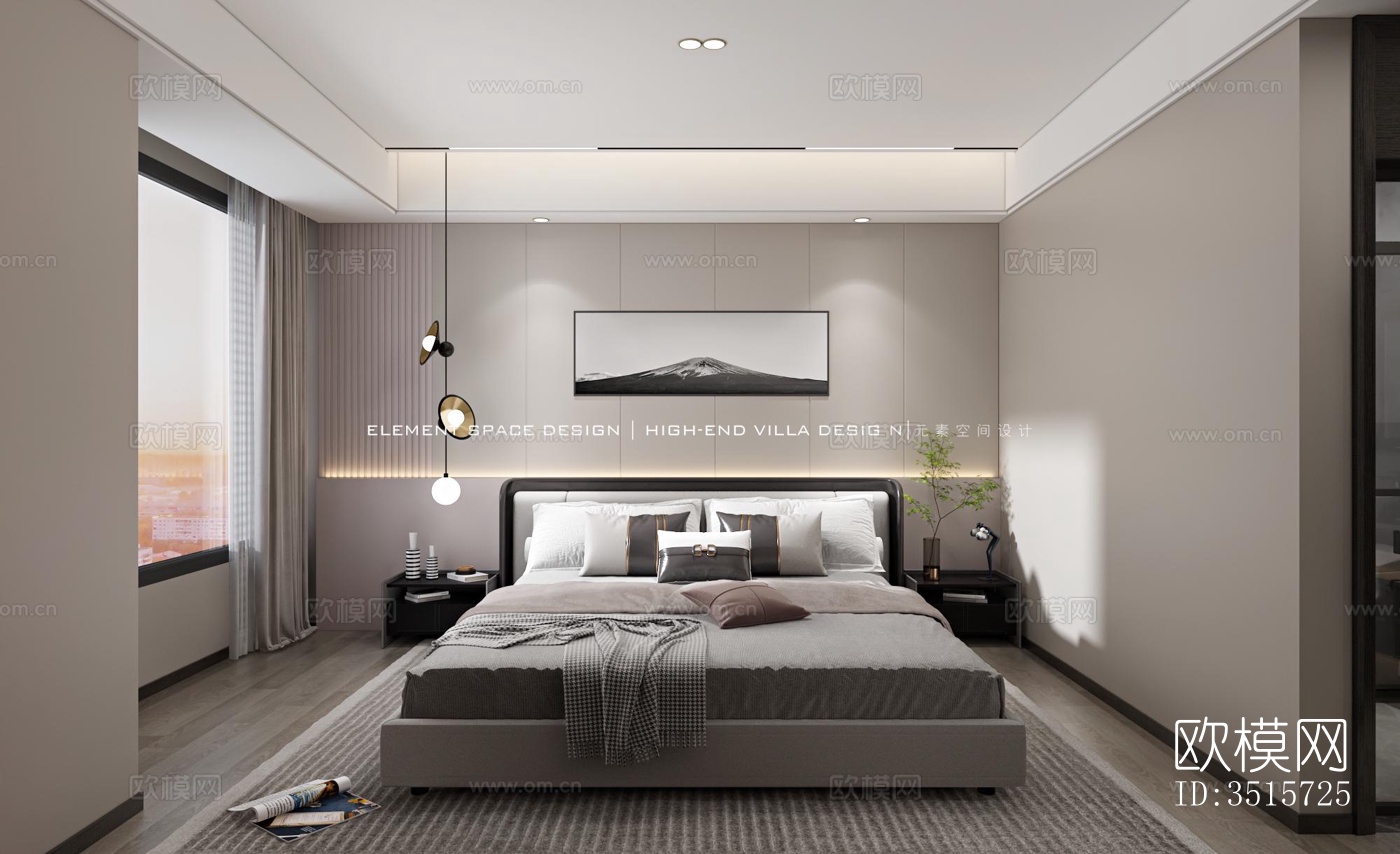 现代平层效果图下载（渲染图20）