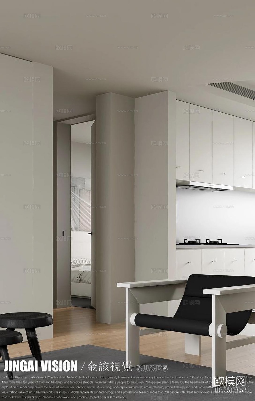 现代平层效果图下载（渲染图3）