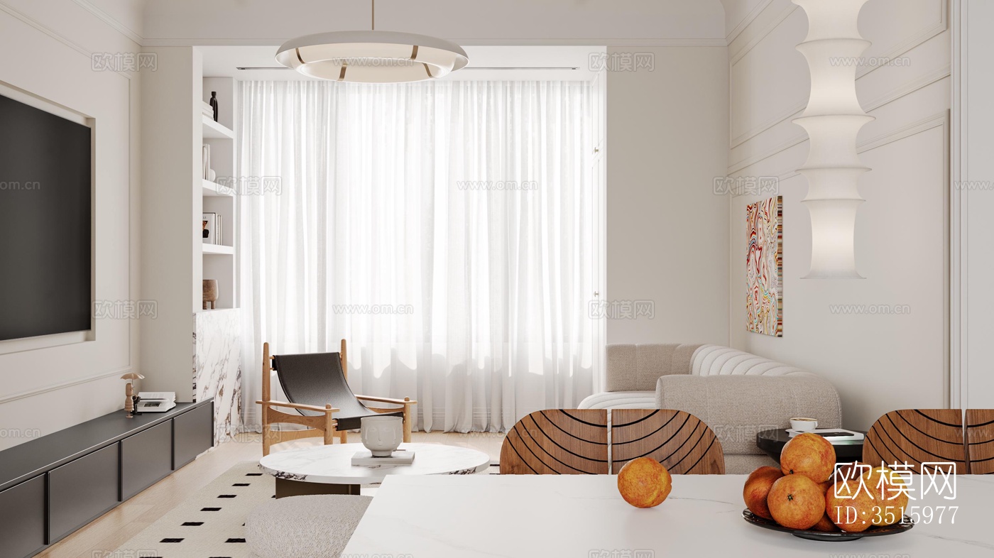 现代平层效果图下载（渲染图1）