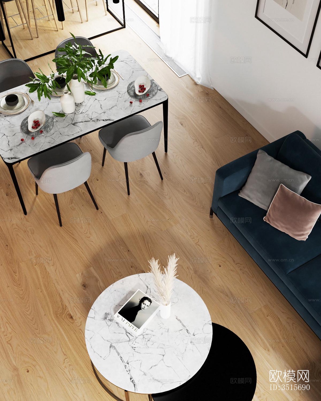 现代平层效果图下载（渲染图15）