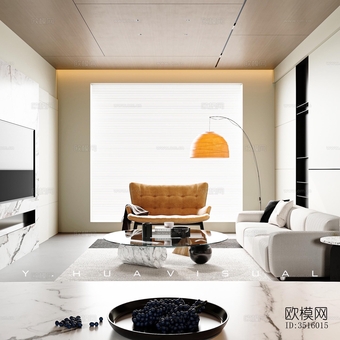 现代平层效果图下载（渲染图1）