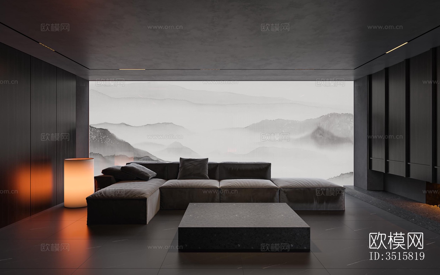 现代平层效果图下载（渲染图1）