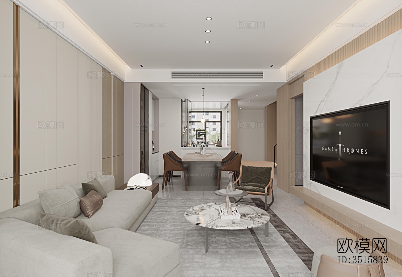 现代平层效果图下载（渲染图2）