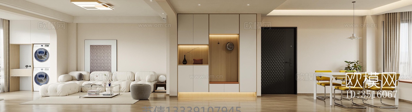 现代平层效果图下载（渲染图1）