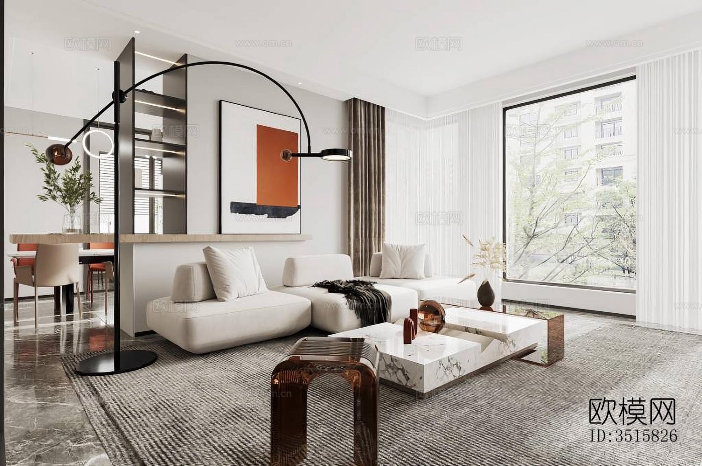 现代平层效果图下载（渲染图1）