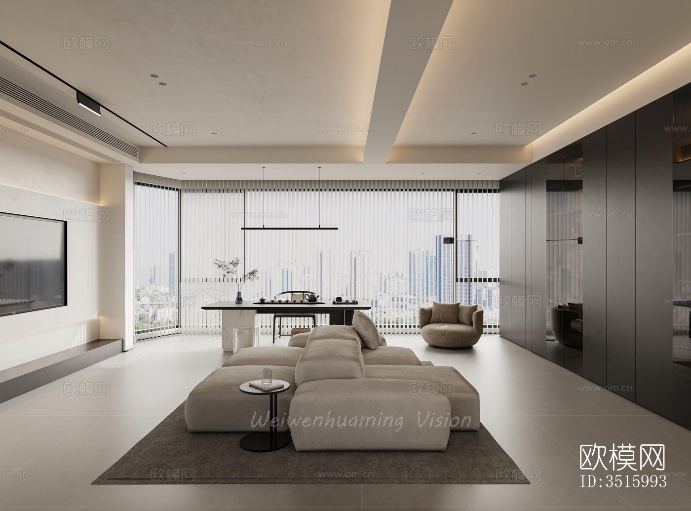 现代平层效果图下载（渲染图2）