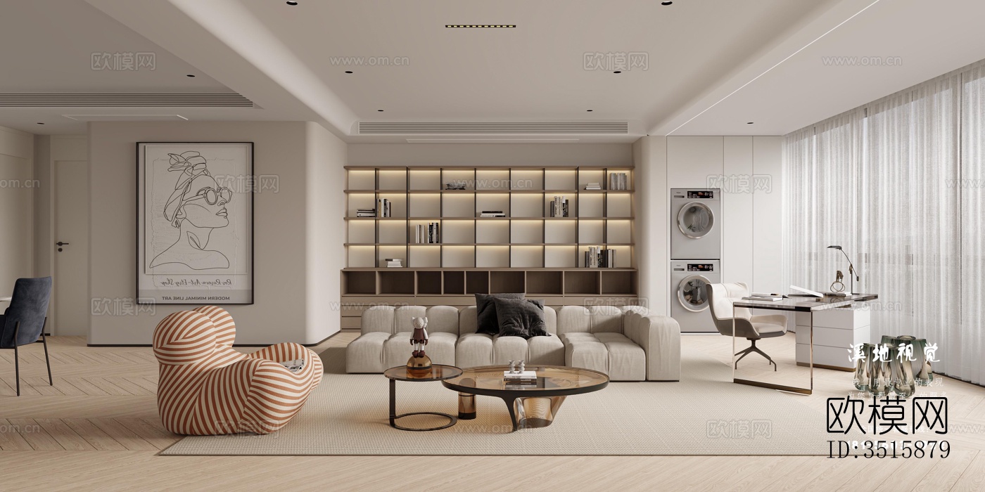 现代平层效果图下载（渲染图1）