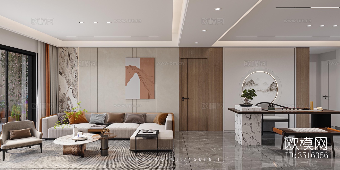 现代平层效果图下载（渲染图2）