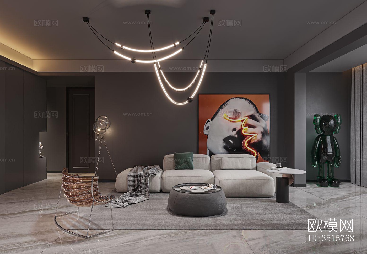 现代平层效果图下载（渲染图7）