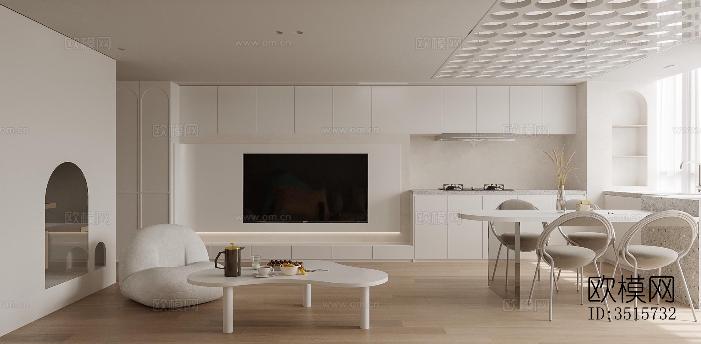 现代平层效果图下载（渲染图7）