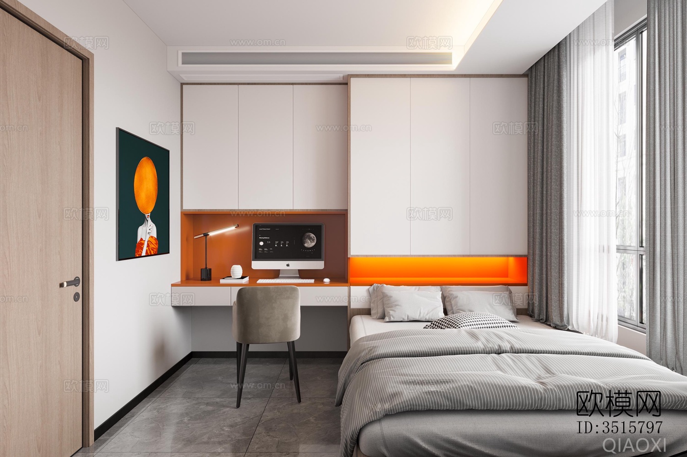 现代平层效果图下载（渲染图1）