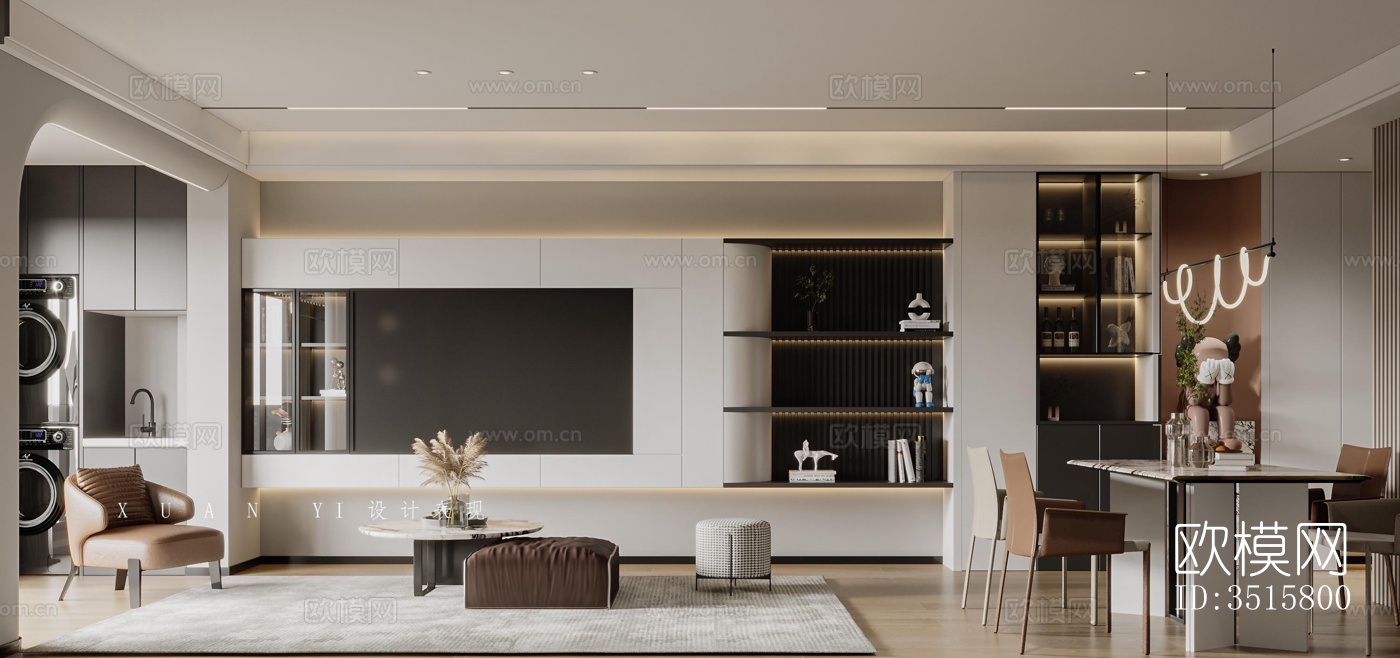 现代平层效果图下载（渲染图3）