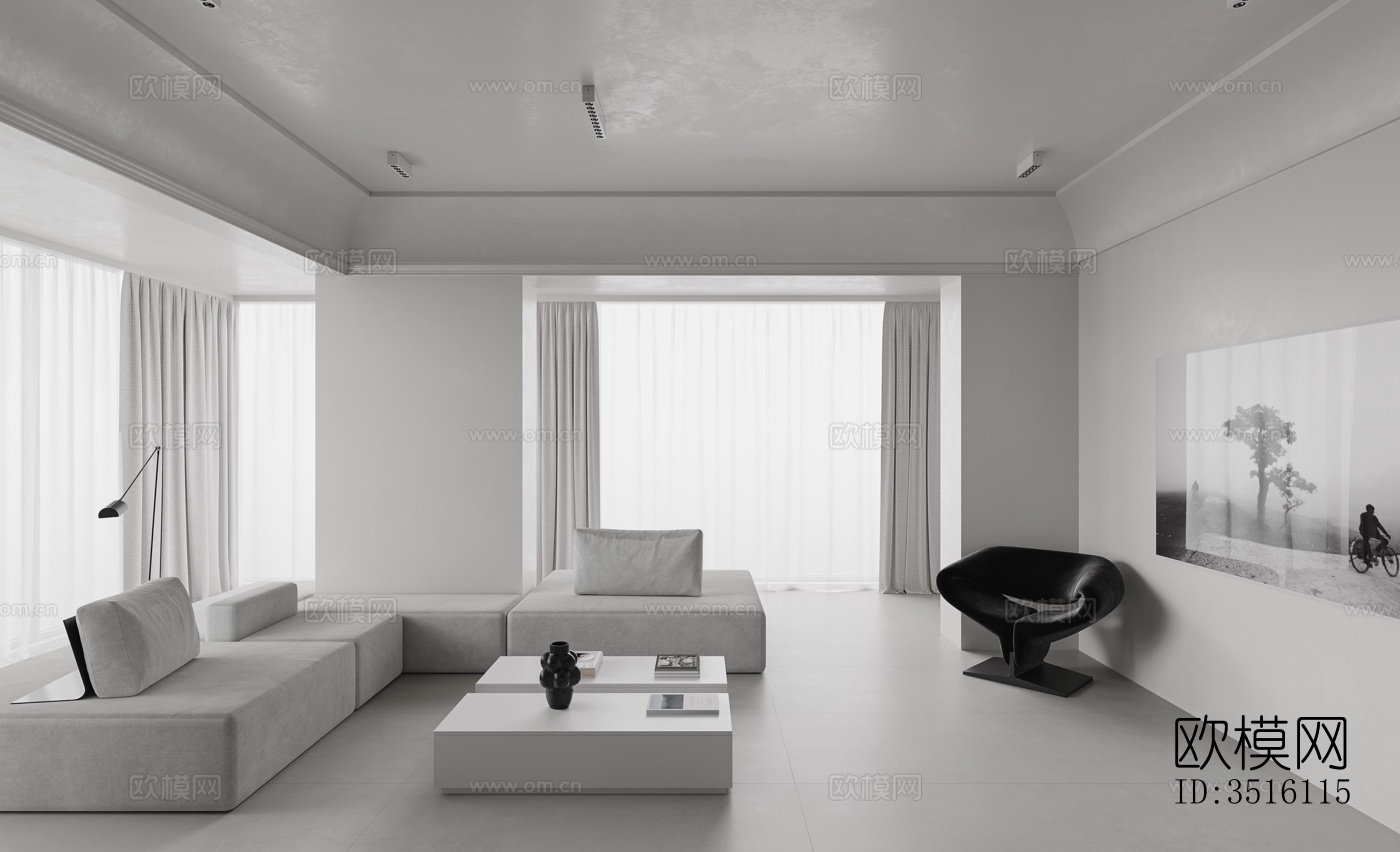 现代平层效果图下载（渲染图8）